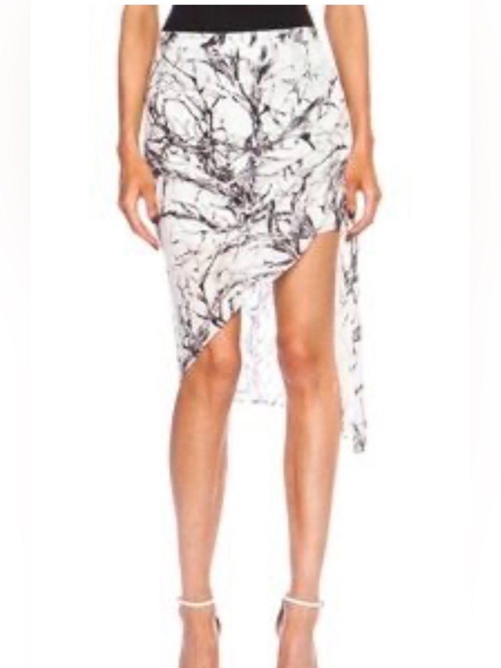 Haute Hippie silk Asymmetrical White & Black Print Wrap Skirt